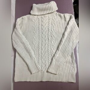 GAP Ivory Cable Knit Turtleneck Sweater